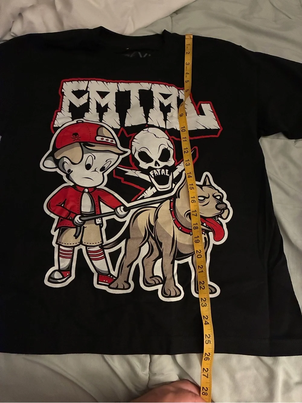 Fatal Brand Black Graphic Tee Boy with Pitbull Dog Skull - XL